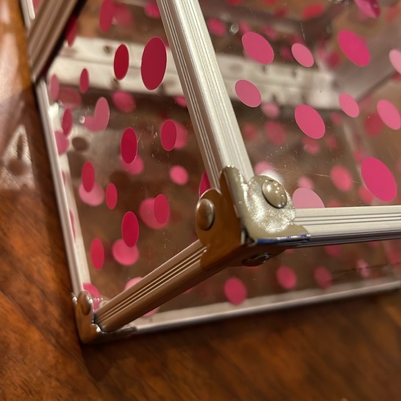 Y2K CABOODLES ACRYLIC MINI TRAIN CASE - PINK POLKA DOTS - BEAUTIFUL! - Picture 5 of 10